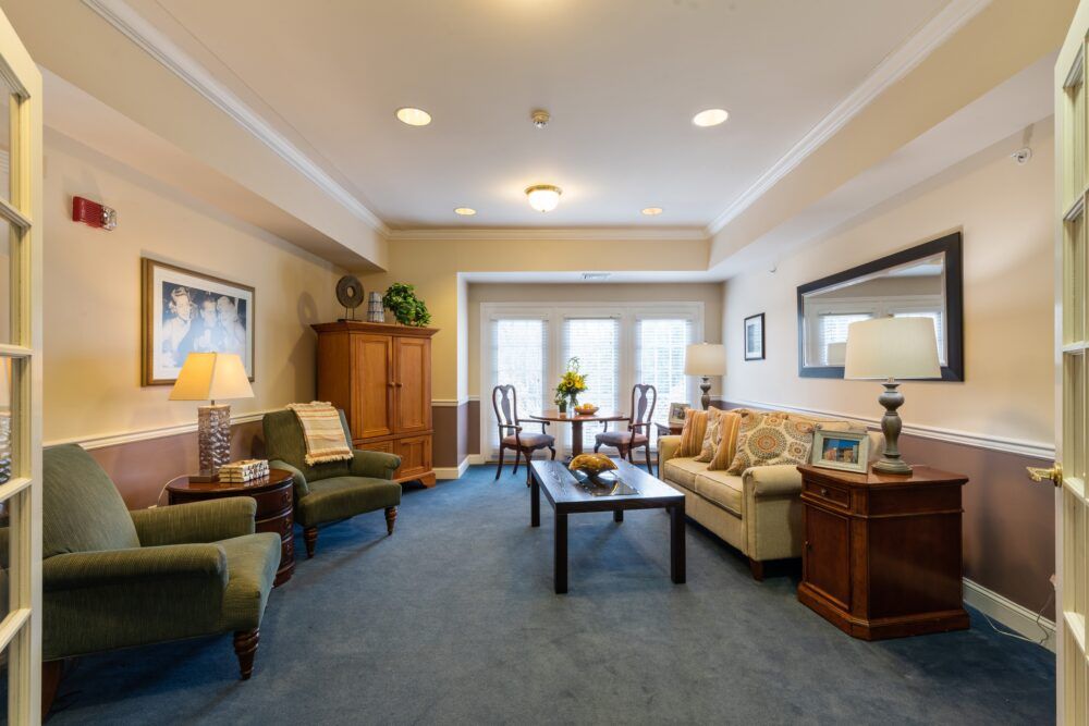 A cozy living room with comfortable seating and stylish decor.
