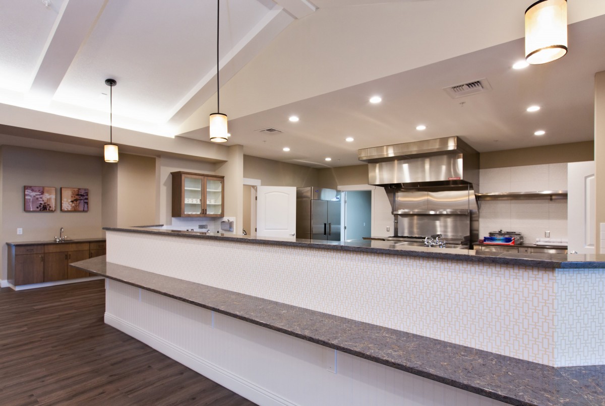 Modern kitchen with spacious layout and sleek design.