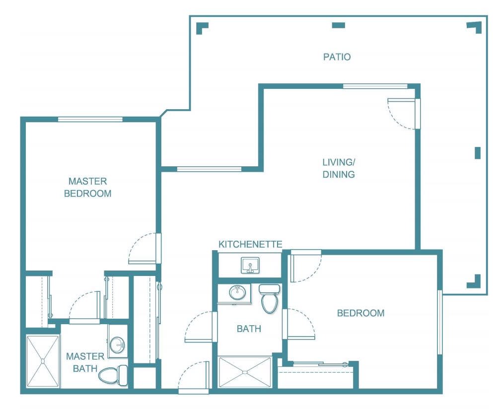 A floor plan depicting the layout of an apartment with labeled rooms.