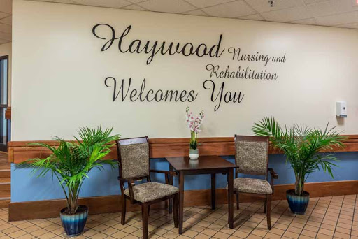 A warm welcome to Haywood Nursing and Rehabilitation, featuring inviting seating areas.