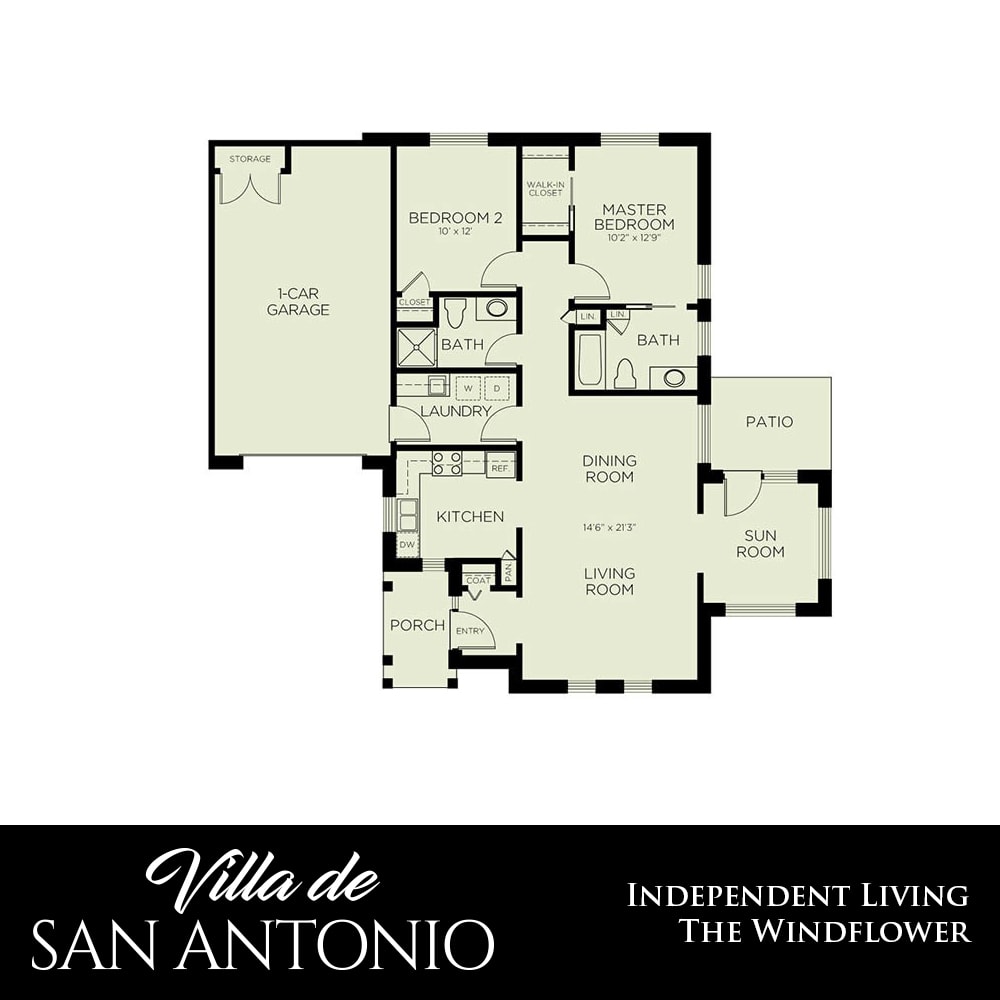Floor plan of The Windflower at Villa de San Antonio, an independent living space.