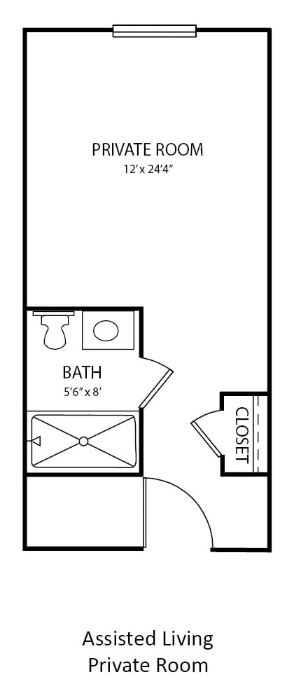 A simple floor plan of a bathroom with an adjoining closet.