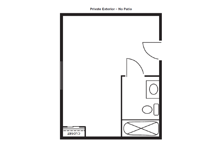 A simple floor plan featuring a small bathroom layout.