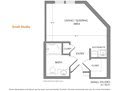 This is a floor plan of a small studio apartment, showcasing the layout of living spaces.