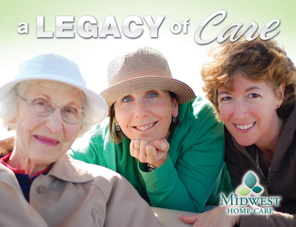 Three women smiling outdoors, representing a legacy of care.