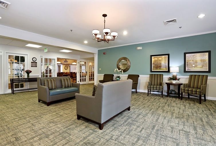 A welcoming lobby with comfortable seating and elegant decor.