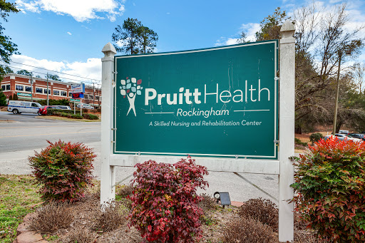 Signage for PruittHealth Rehabilitation Center, indicating a facility focused on nursing and rehabilitation services.