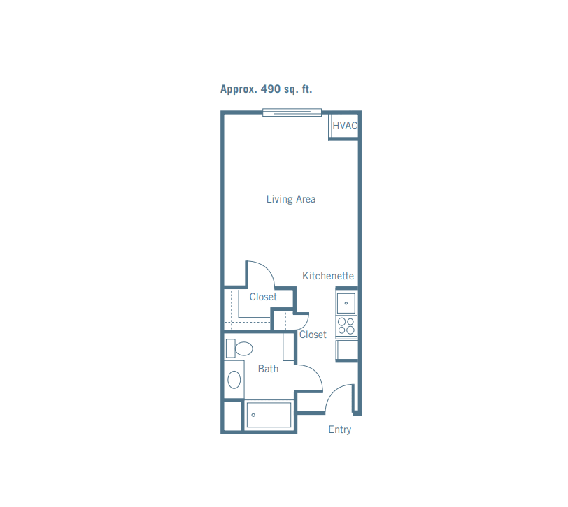 Floor plan of an apartment showcasing a compact layout.
