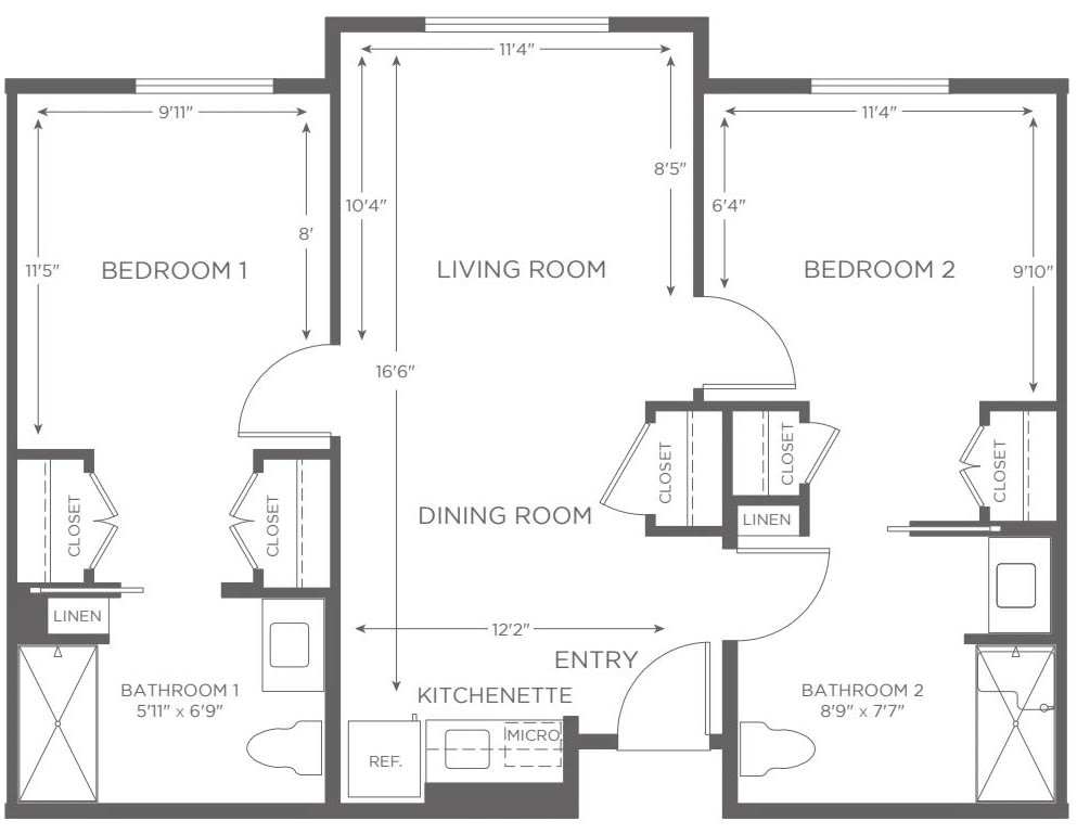 A detailed floor plan showing the layout of a residence with labeled rooms and measurements.