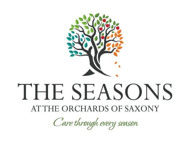 Logo for The Seasons at the Orchards of Saxony, featuring a colorful tree representing different seasons.