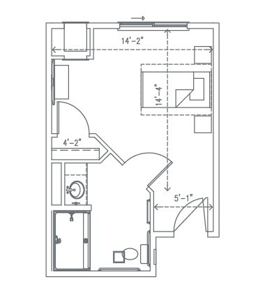 A floor plan of a small apartment layout.