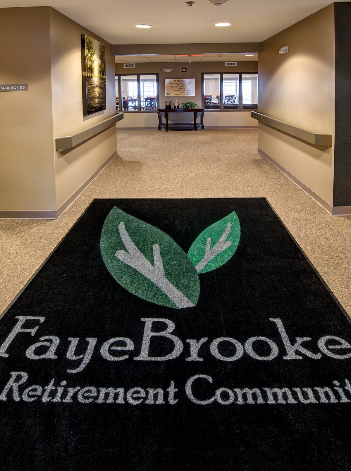 Entrance carpet at FayeBrooke Retirement Community.