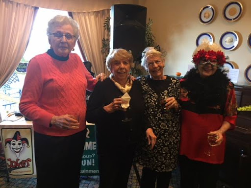 A joyful gathering of friends celebrating together.