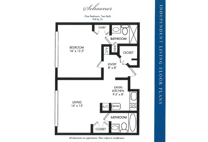 One-bedroom apartment floor plan layout with labeled rooms.