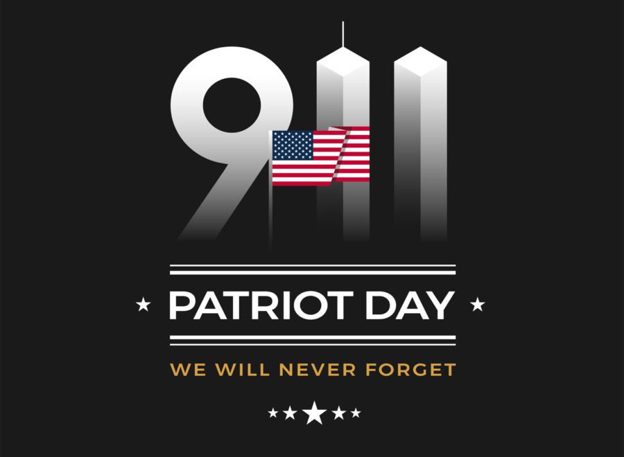 A tribute to Patriot Day with the phrase 'We Will Never Forget' alongside the American flag.