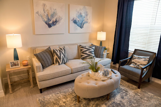 A cozy and modern living room setup featuring stylish decor and comfortable seating.