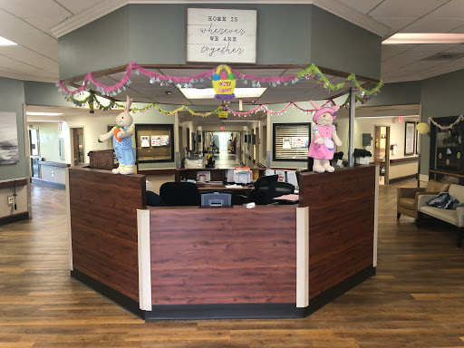 A decorated reception area with a welcoming atmosphere.