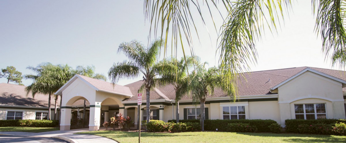 A suburban house with well-maintained landscaping and palm trees in the front yard.
