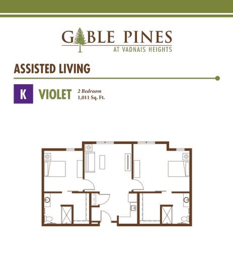 Floor plan for the Violet unit at Gable Pines Assisted Living.