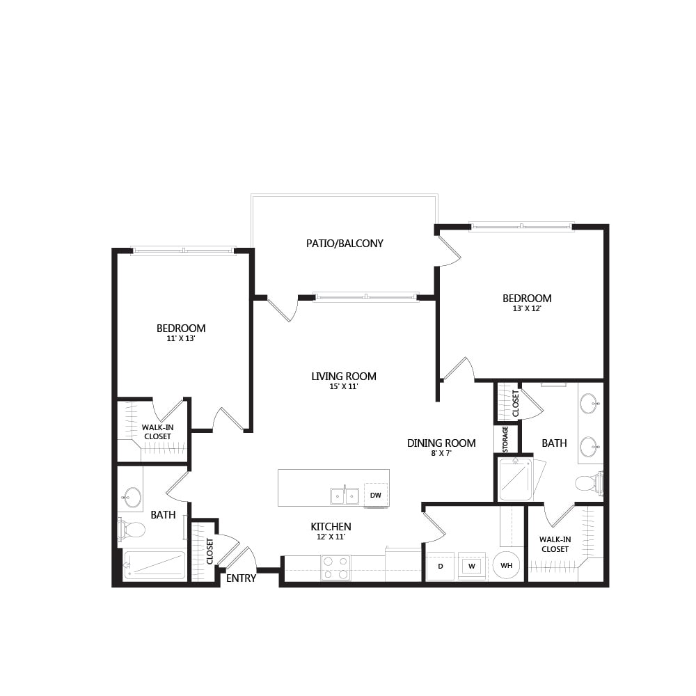 A floor plan showing the layout of a residential space with labeled rooms and areas.