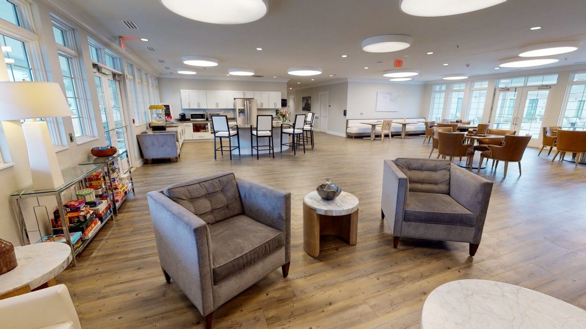 A spacious and modern lounge area with comfortable seating and contemporary design.