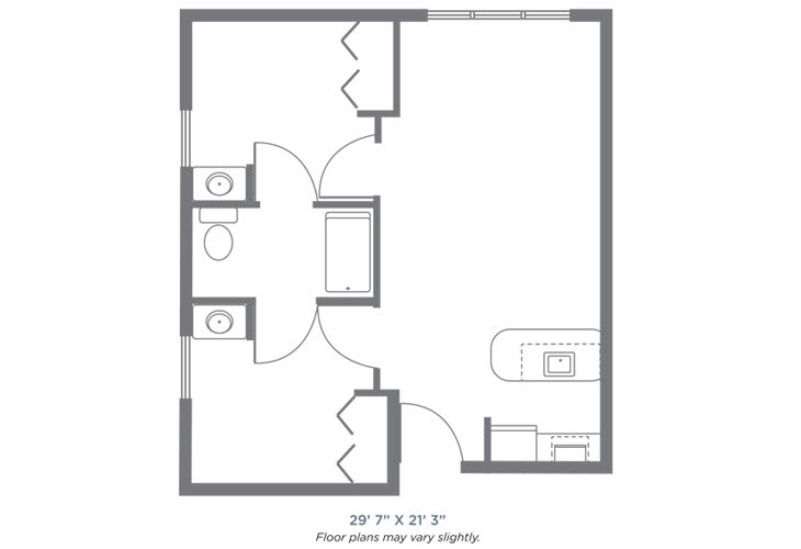 A simple floor plan layout for a residential space.