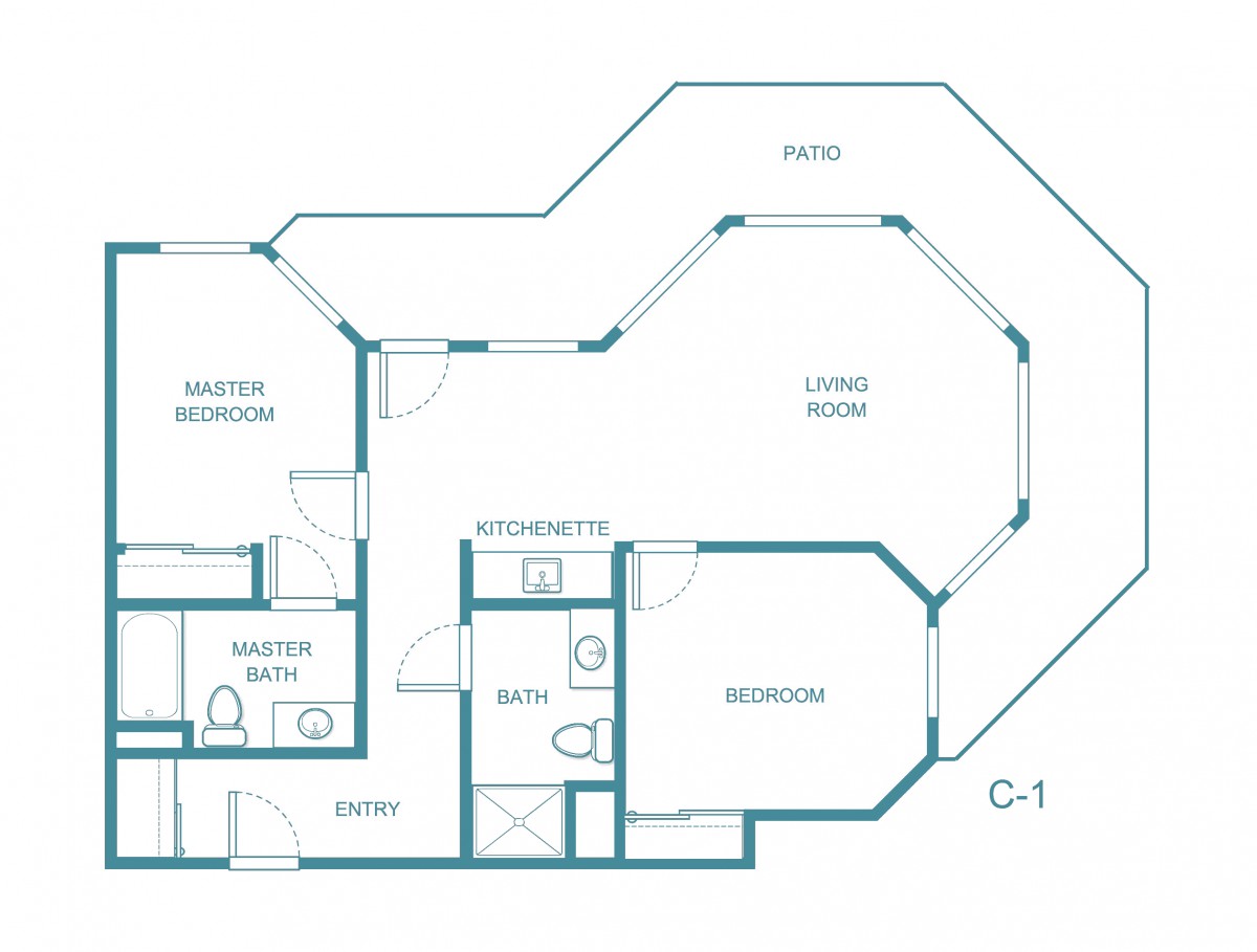Blueprint of a residential apartment layout with labeled rooms.