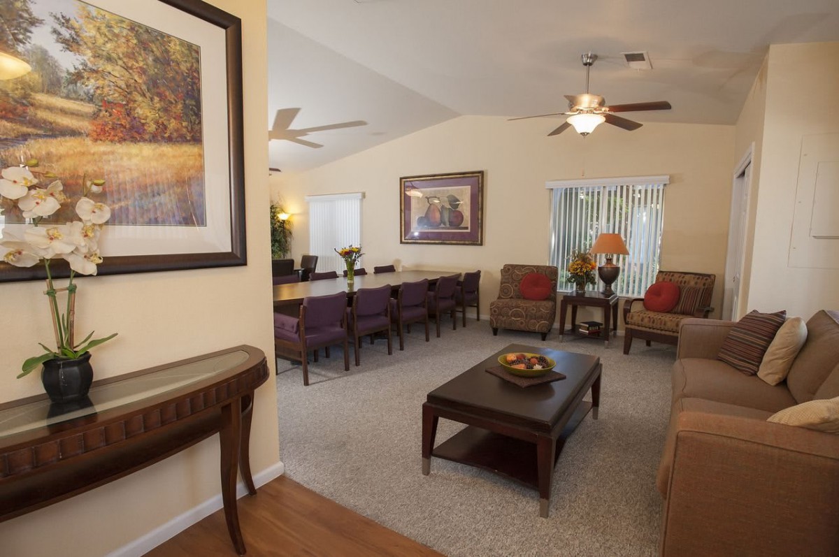 A modern living room with comfortable seating and elegant decor.