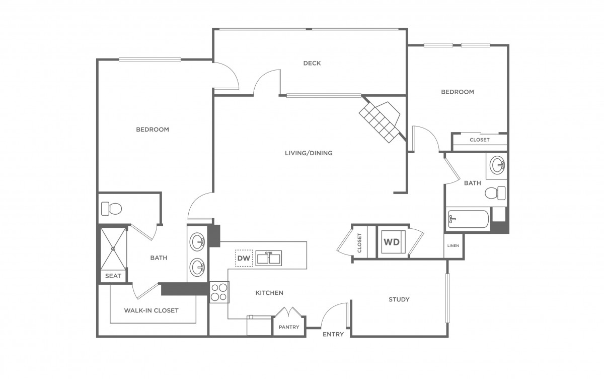 A detailed architectural floor plan of a house featuring various rooms and spaces.