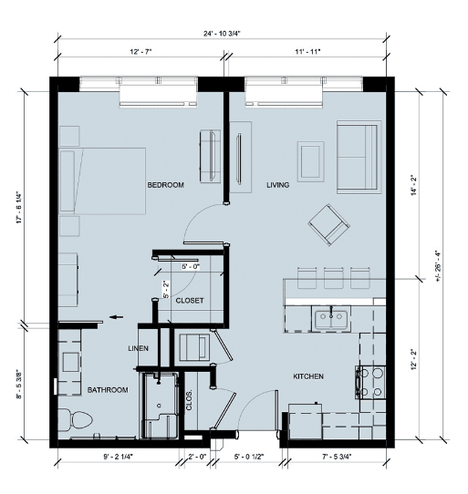 A detailed floor plan of a residential building showcasing room layouts and dimensions.