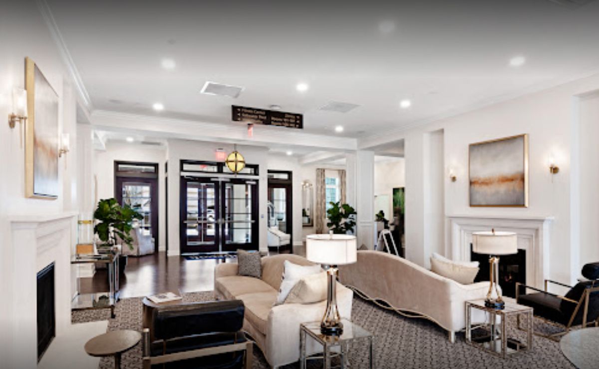 A modern living room with stylish furniture and decor.