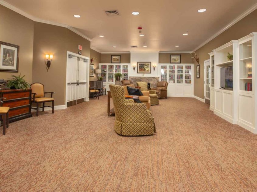 A welcoming lobby with comfortable seating and warm lighting.