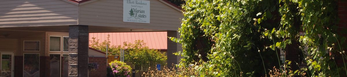 A scenic view of a vineyard entrance with lush greenery and a building in the background.