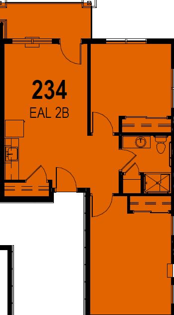 A floor plan layout of a room labeled 234 with various architectural elements.
