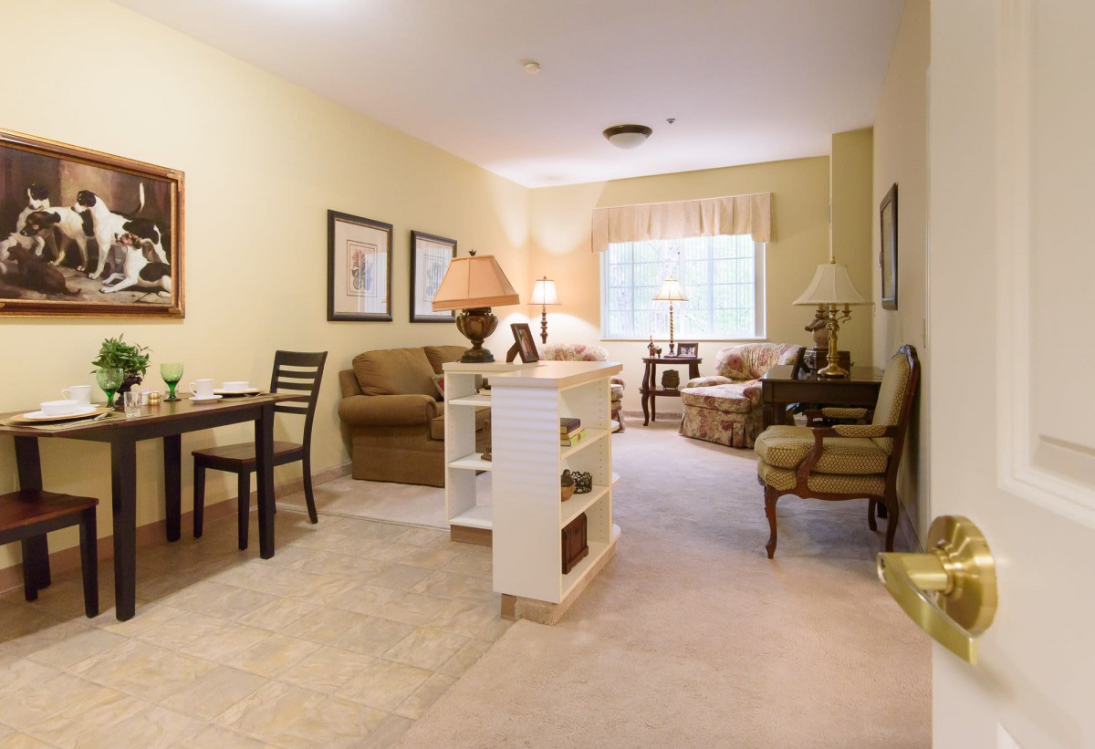 A cozy living room with comfortable seating and warm decor.