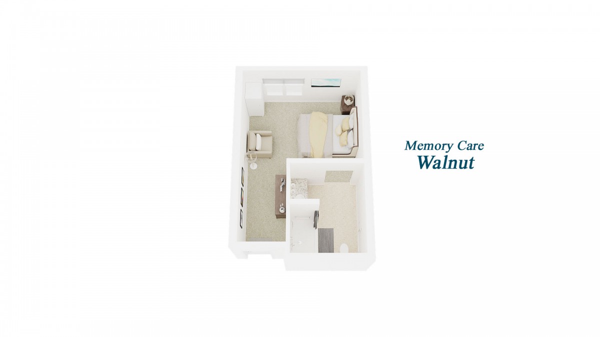 A minimalist floor plan of a single-room space labeled 'Walnut'.