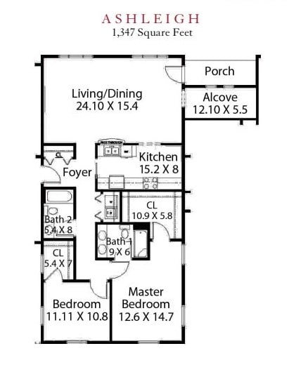 A detailed floor plan of an apartment showing rooms and dimensions.