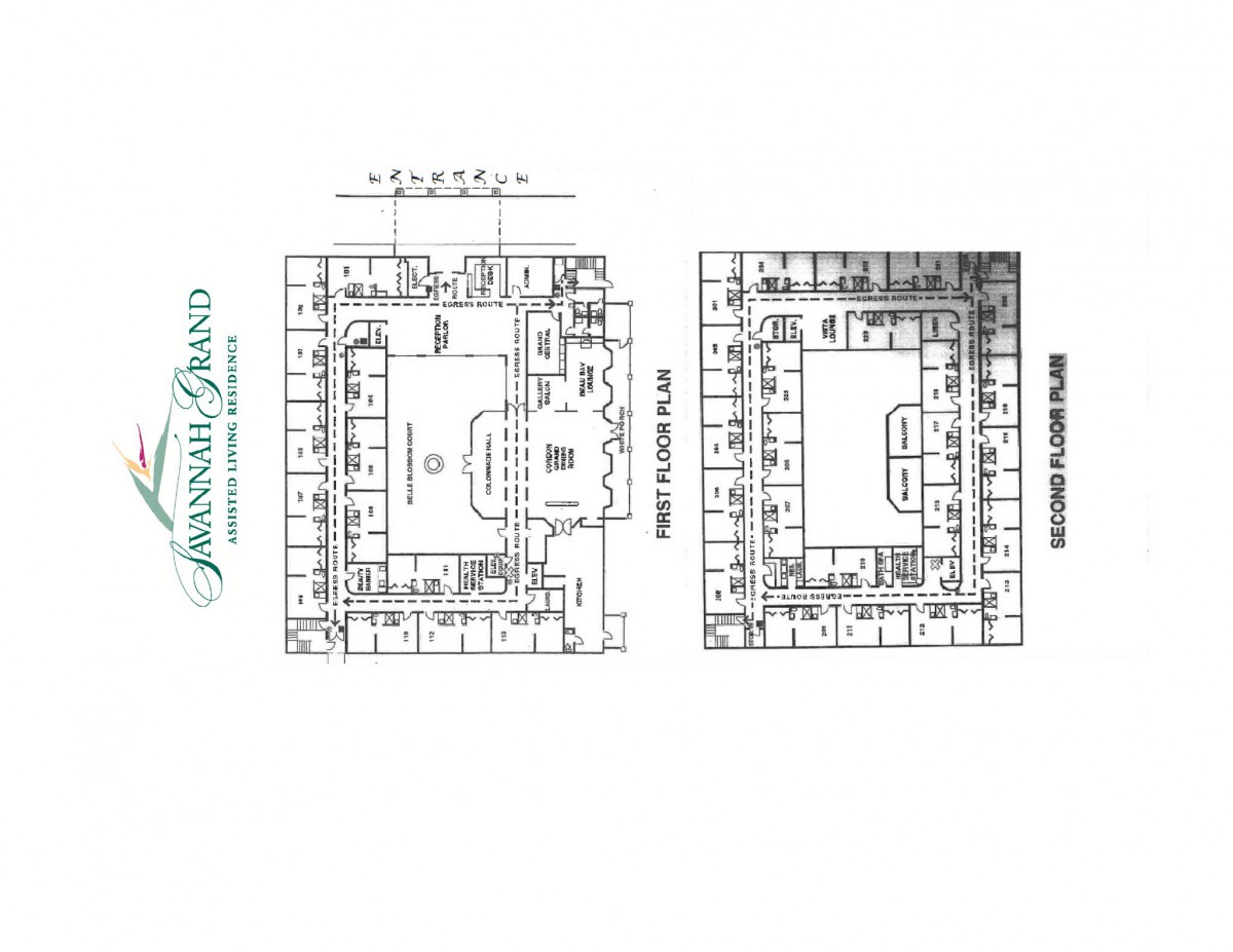 Building layout with detailed floor plans.