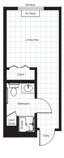 A simple floor plan showing a bathroom and closet layout.