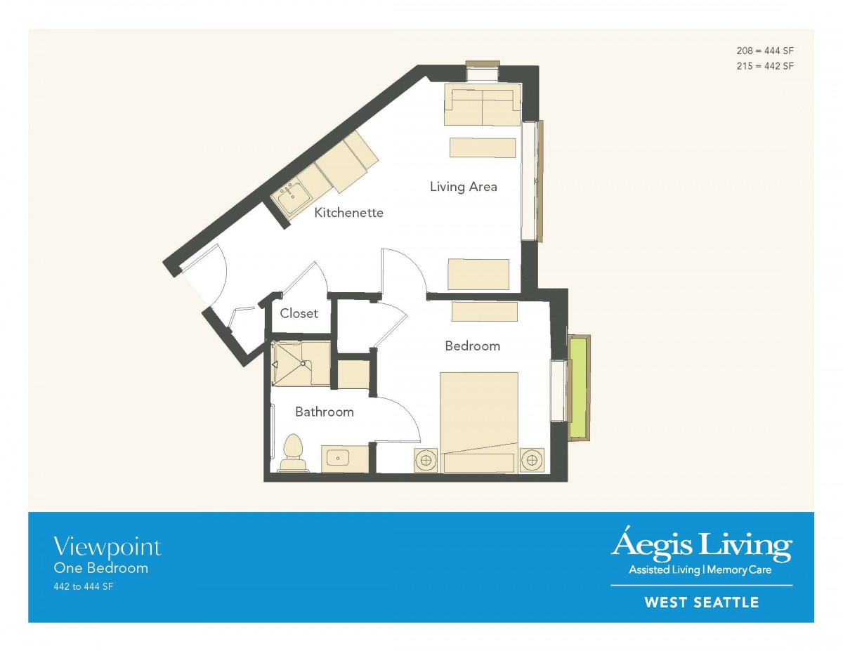 This image is a floor plan of an apartment, displaying the layout of rooms including a living room, bedroom, bathroom, and kitchen.