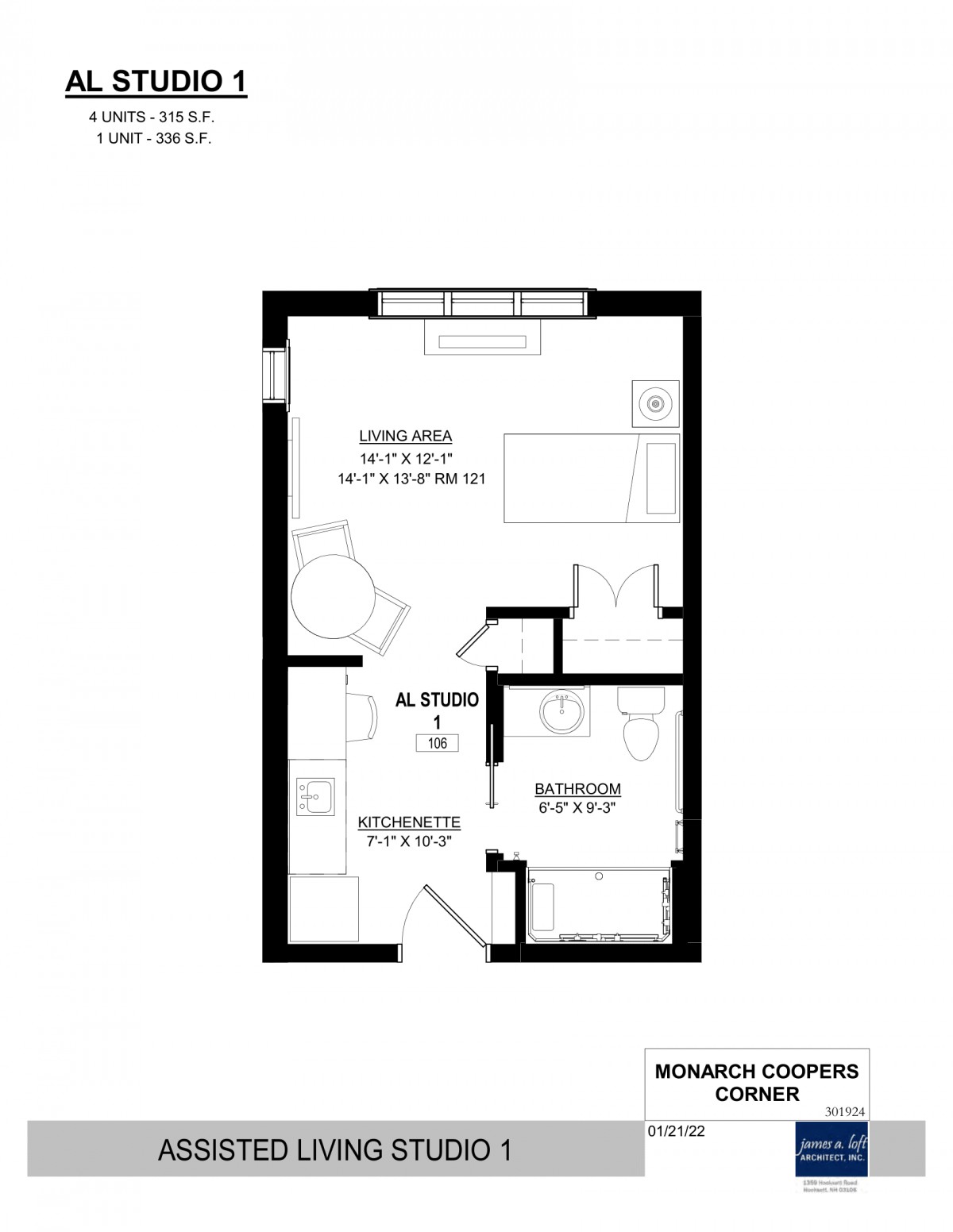 A floor plan of a small apartment featuring a living room, kitchen area, bathroom, and entryway.