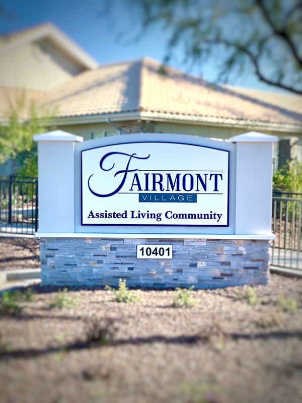 Sign for Fairmont Assisted Living Community.