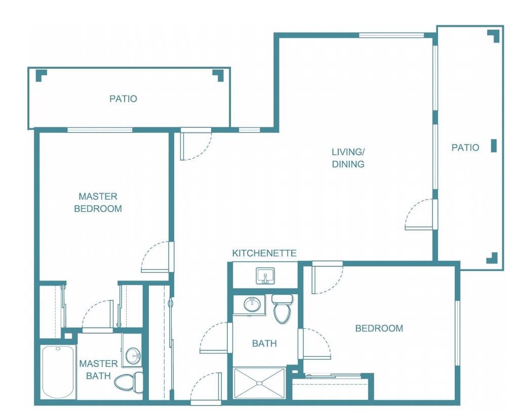 A detailed floor plan of an apartment showing various rooms and spaces.