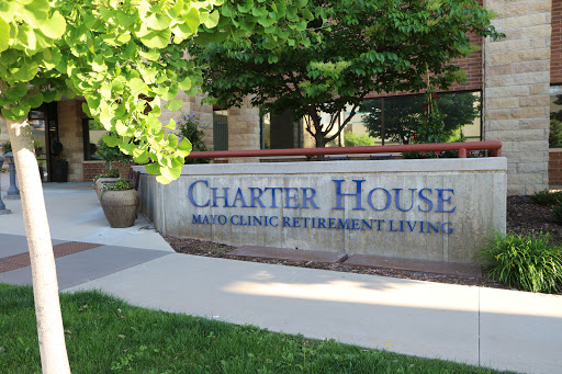 Entrance to Charter House, a retirement living community affiliated with Mayo Clinic.