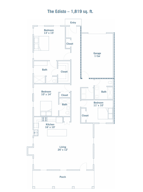 Blueprint layout of a residential house.