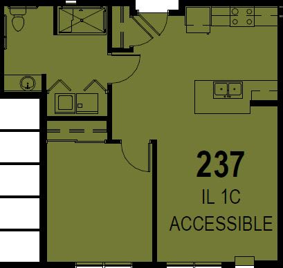 A detailed floor plan labeled as an accessible room with the number 237.