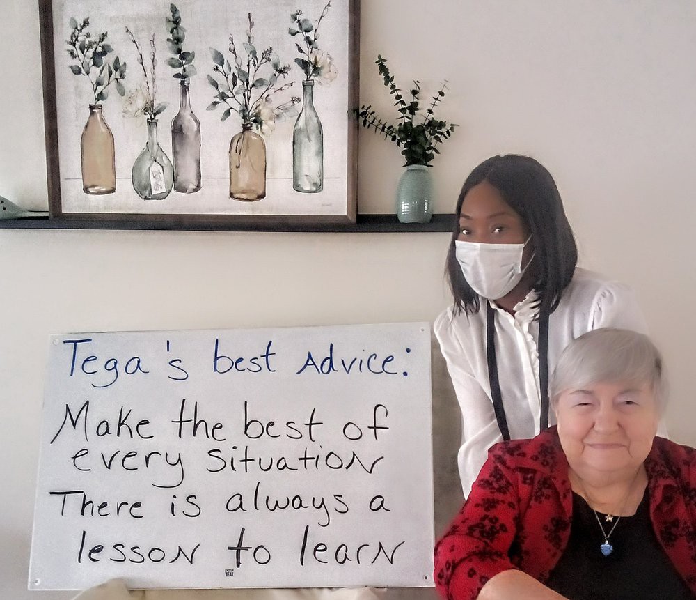 Two people sharing advice about making the best of every situation.