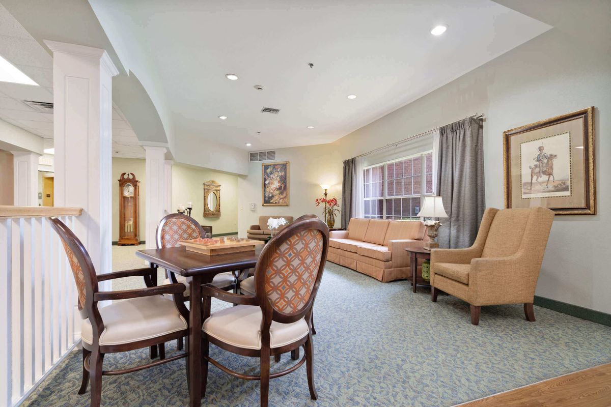 A cozy living room with elegant furniture and a well-decorated interior.