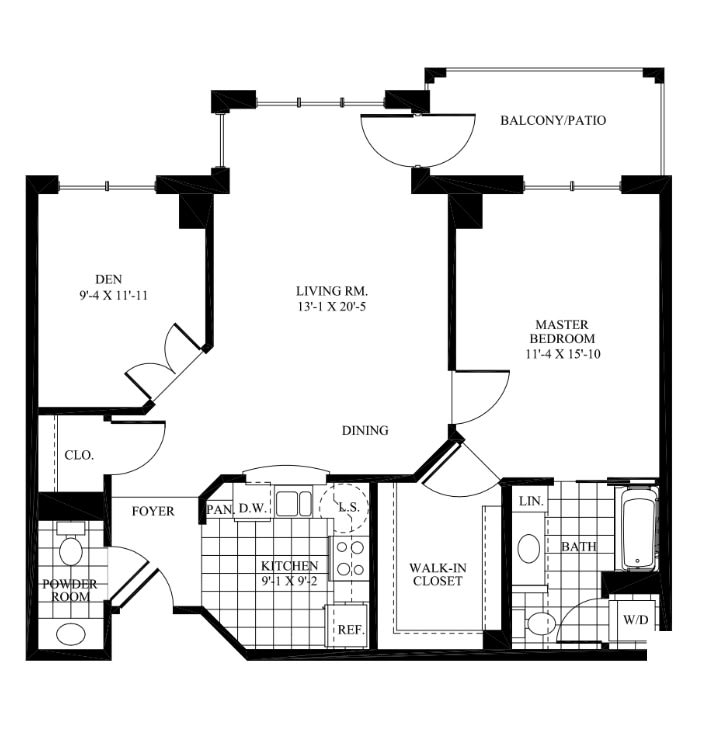 A detailed floor plan of an apartment showing various rooms and layout.