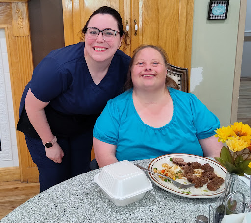 A joyful moment shared over a meal.